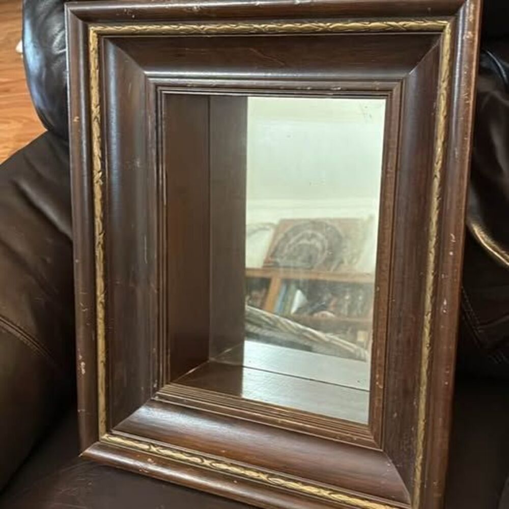 Vintage Wooden Shadow Box Mirror